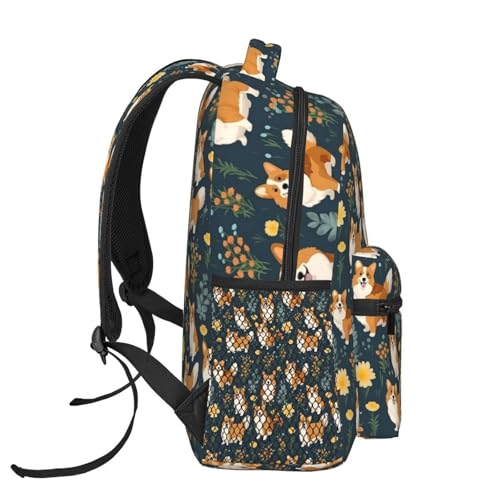 Pug Dog Flower Lightweight Backpack Travel Casual Bags for Women or Men 15.7 Inches3
