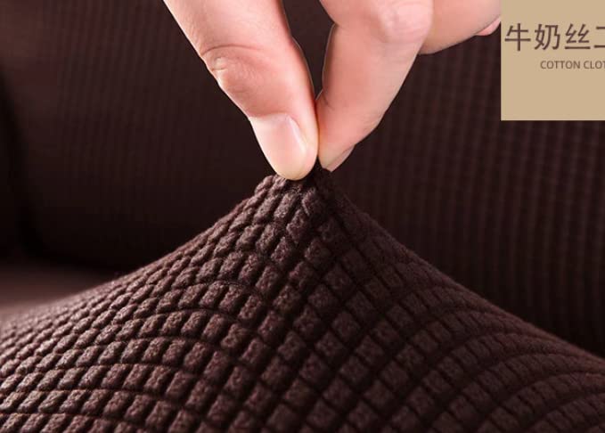 Housse de canapé extensible élasthanne marron jacquard lavable en machine - 8