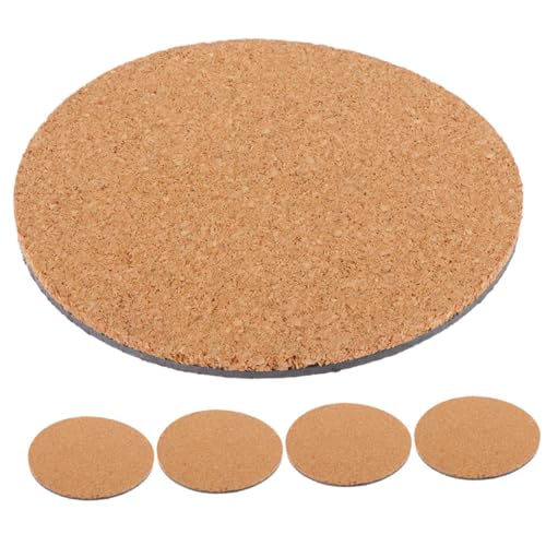 CIYODO Cork Mats for Plants 5pcs Round Coasters Wood Cup Pads Plant Trivets Water-Proof Floor Furniture Protector