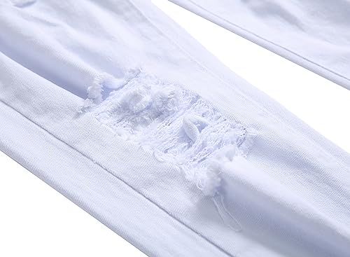 Men's Ripped Stacked Jeans for Men Skinny Stretch Distressed Slim Regular Fit Denim Pants4