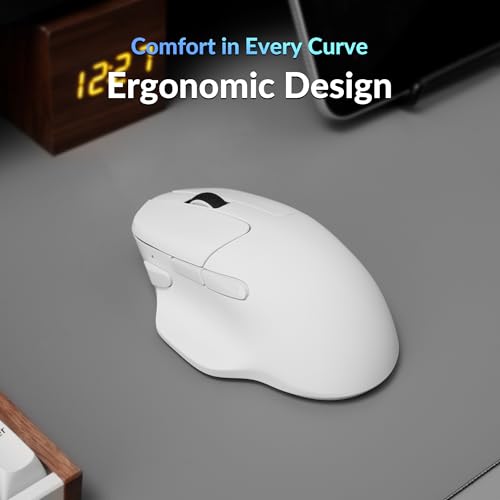 Image of Keychron M7 8K Wireless Mouse, 30K DPI Optical Computer Mice, 2.4 GHz /Bluetooth /Wired with Macro Button 66g Lightweight Ergonomic, Up to 140 Hours Worktime for Laptop macOS /Windows - White