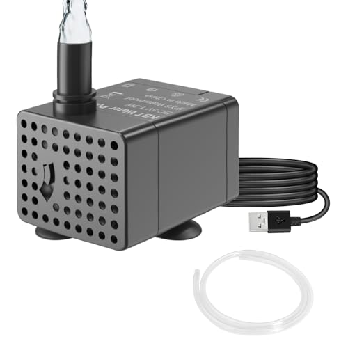 KBT DC 3W mini Brushless Motor pump for Cat Pet Water Fountain Pump, Fish Tank, Crafts Garden Balcony Plants Irriagtion Parts Replacement with LED light and DIY tubes