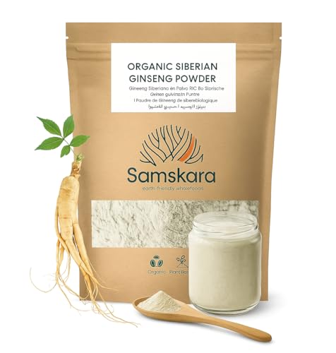 Siberian Ginseng en Polvo BIO de Samskara Tribe – Raices 100% natural | Energía sostenida & Adaptógeno | Eleutherococcus Senticosus | Cultivo Limpio – Ingrediente Herbal | 100g