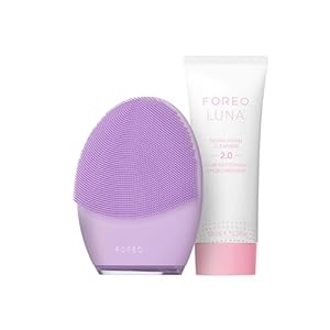 FOREO Deep & Gentle LUNA 4 Sensitive Bundle – Facial Cleansing Brush for Sensitive Skin + LUNA Micro-Foam Face Cleanser 2.0, 3.4 oz – Deep Cleansing and Firming Silicone Face Massager Beauty Set