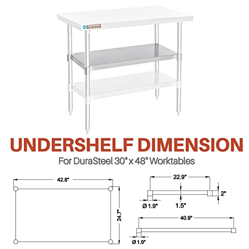 Image of DuraSteel Galvanized Under Shelf for Work Tables - Extra Adjustable Lower Shelf for 30 inch x 48 inch Stainless Steel and Wooden Worktables - Fits for use in Restaurant, Warehouse, Home, Kitchen, Garage
