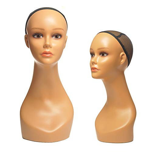 18" High Female Life Size Mannequin Head for Wigs, Hats, Sunglasses Jewelry Display Style PE B1
