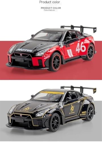 Image of 1:24 Nissan GTR R50 Diecast Model Car | Alloy Metal Pull Back Toy Vehicle with Sound, Light & Openable Doors | Racing Car Toy for Kids & Collectors (RED)