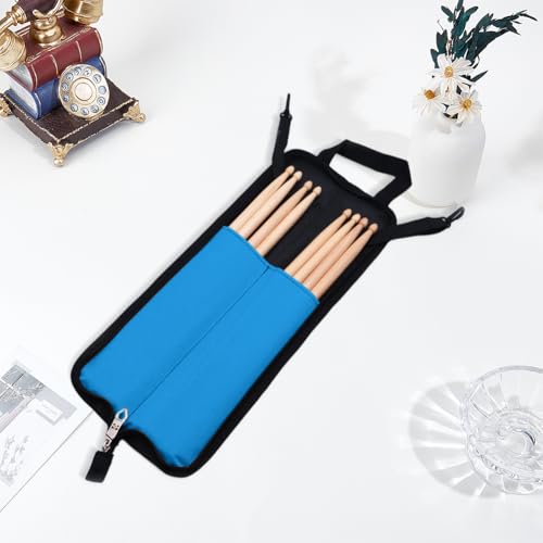 Image of GORGECRAFT Drum Stick Bag Portable Drumstick Zipper Bag with Handle 47cmx20cm Drum Stick Holder with Floor Tom Attachments Blue Carrying Handbag for Percussion Drumstick Mallets Brushes Storage