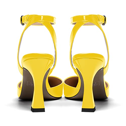 SKYSTERRY Womens Pointed Toe Ankle Strap Buckle Wedding Casual Patent Spool High Heel Pumps Shoes 3.3 Inch4