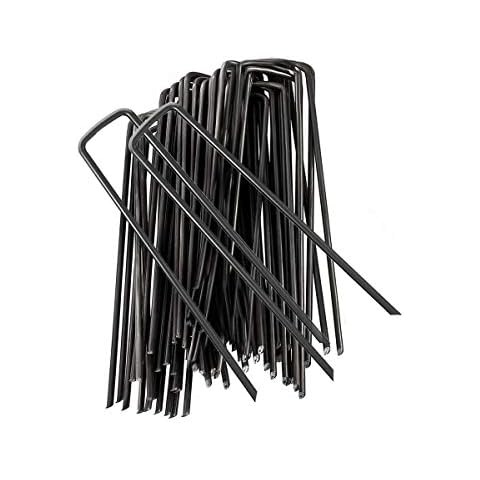 20Pcs Garden Pegs U Shaped Ground Staples Pins Stakes Spikes for Securing Lawn Farm Sod Weed Barrier Landscape Grass Fabric Netting , More Applications 15CM Cover