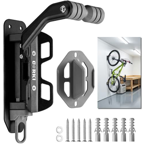 Corki Bike Wall Mount Swivel Bike Hangers for Garage 1-Pack Black