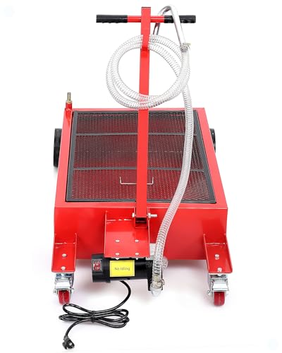 Garvee Low Profile Electric Oil Drain Cart - 20 gal Capacity, 110V Pump, 8 ft Hose & Folding Handle...