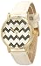 Women's Geneva Chevron Style Leather Watch - White