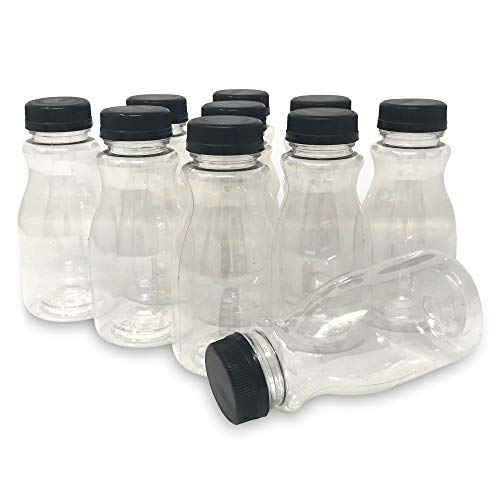 CSBD 8oz Plastic Juice Bottles with Tamper Evident Lids, 10 Pack, Food Grade