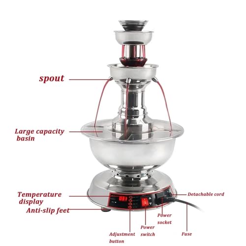 Fuente de chocolate de 3 niveles de acero inoxidable 3.5L miniatura 3