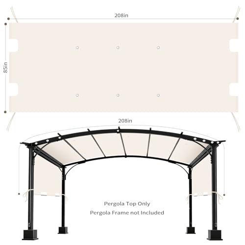 Image of 85 inchx 208 inch Universal Pergola Shade Cover, Garden Shade Replacement for 17x7.4 Ft Outdoor Pergola Structure, Patio Gazebo Canopy, Porch, Balcony Waterproof Top (Cover Only, Beige)