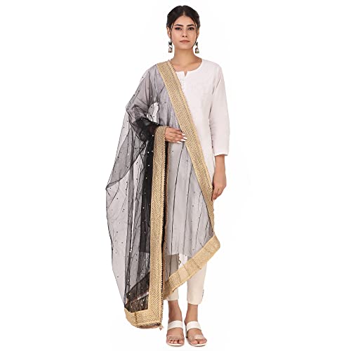Image of Traditions Bazaar Women's Net Zari Border Dupatta