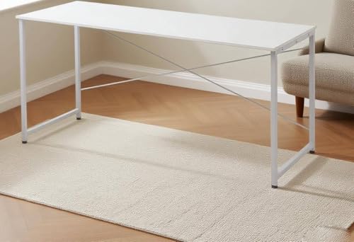 パソコンデスク 幅160cm 奥行60cm 高さ70cm シンプルデスク ワークデスク 平机 テレワーク モニターアーム対応 ホワイト