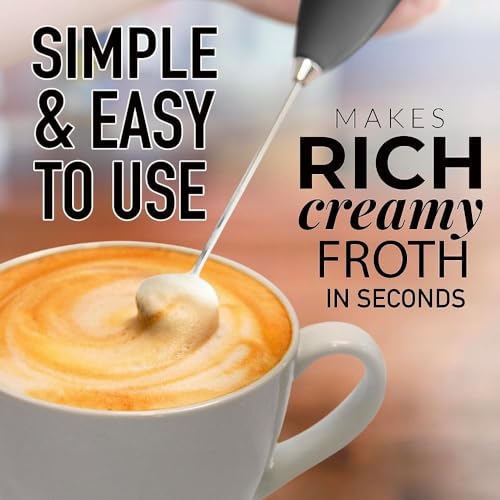 Image of Electric Milk Frother with Stand Handheld Whisk Beater Foam Maker for Mocktails Coffee Latte Matcha Foamer Cappuccino Lemonade - (Batteries are Not Included) (Onyx Black)