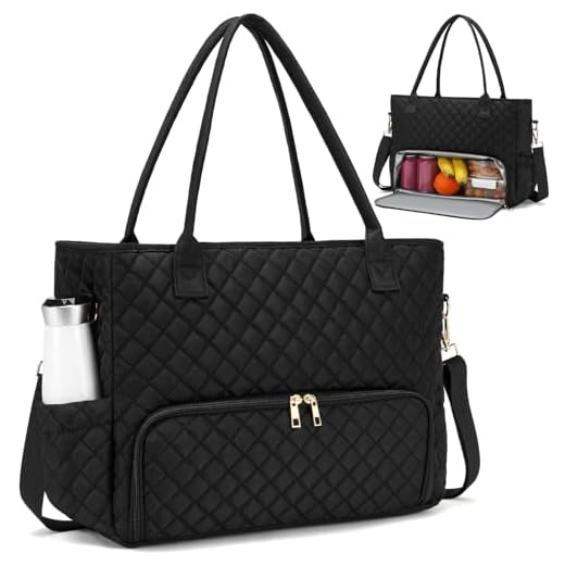 Best light weight tote bag with compartments for travel AHHZOOPLL 2-in-1 Lunch & Laptop Tote