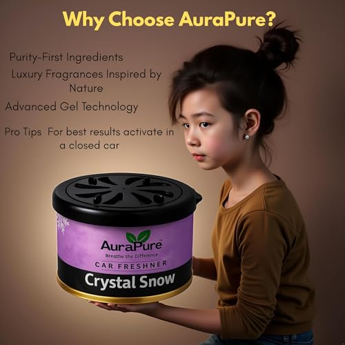 Image of Crystal Snow Car Air Freshener | Long-Lasting Gel Based Scent for Car Dashboard | Premium Fragrance Freshner | Odor Eliminator | AC Vent Air Purifier Gel | 100g (White)