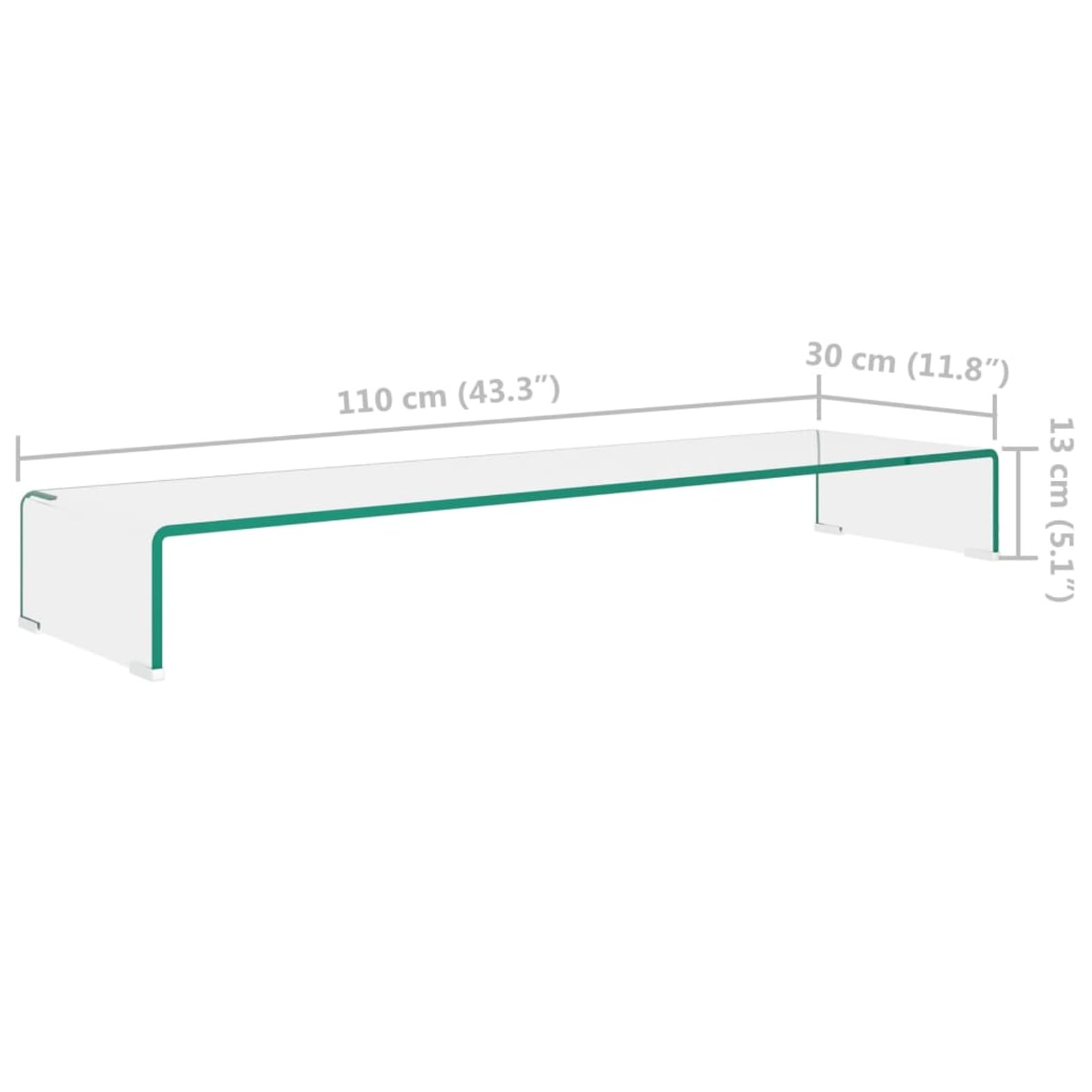 Stojak na telewizor/podnośnik monitora, stojak na ekran komputera, stojak na monitor biurko, akcesoria biurowe, akcesoria biurkowe, podstawa monitora, przezroczyste szkło 110 x 30 x 13 cm