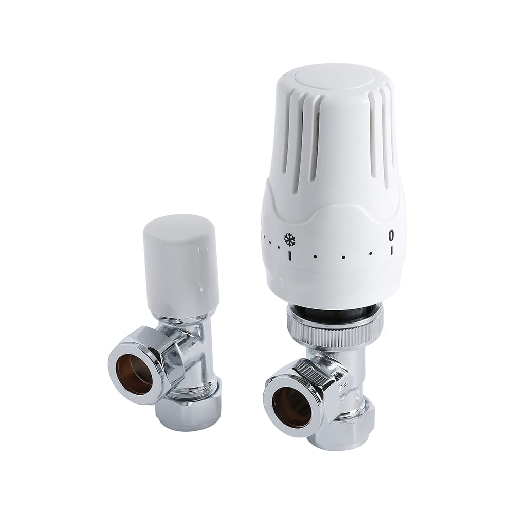 MILANO Chrome White Liquid Filled Thermostatic Radiator Valve Lockshield โ image 1