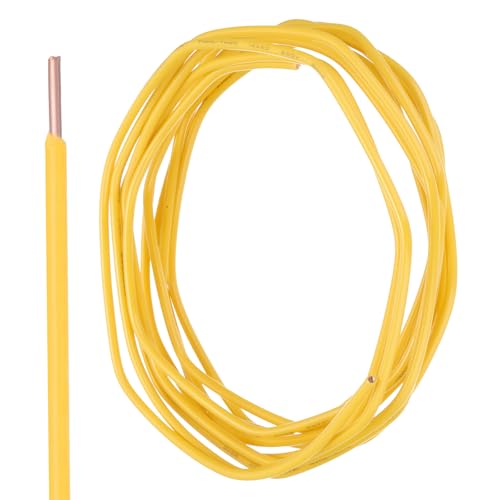 QUARKZMAN 10 Fuß Elektrischer Draht Isoliert Fester Kupferdraht 10 AWG Anschlusskabel THHN Draht Wohnbereich Industrie Erdung Elektrische Bewertung Für 600 Volt UL Gelistet Gelb