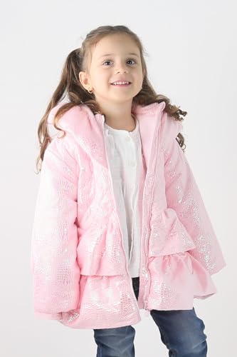 SIRRI Girls' Hooded Puffer Coat - Iridescent Quilted Winter Jacket, Warm Outerwear for Toddlers2