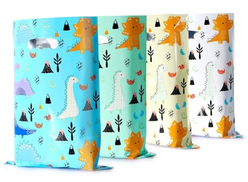 Image of VRB Dec 24pcs Foil Guddy bags, return gift bags for kids birthday, Happy Birthday Party Return Gift Bags For Boys and Girls, Colorful Gift Bags (24pcs Dinasour Theme Design)
