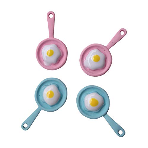 AMOBESTER Food Pendant Charms Frying Pan with Egg Enamel Charm for DIY Jewery Making