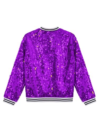 CHICTRY Kids Jackets Girls Boys Shiny Sequins Baseball Coat Jacket Dance Bomber Tops Outwear4