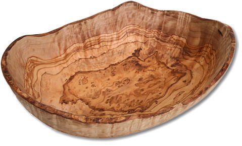 Fruitschaal ovaal natuurlijke vorm van olijfhout 30 x 20 cm