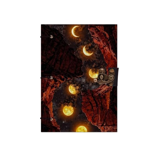 Image of Mountain Moon Face Diary Notebook 7x5 Inch 160 Pages Unruled Journal for Notes