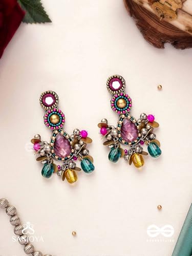 Image of SANJOYA by EVERSTYLISH Kundan Earrings for Women | Multicolor Stone & Pearl Drop Dangler Studs | Ethnic Jewelry for Weddings, Festivals & Special Occasions