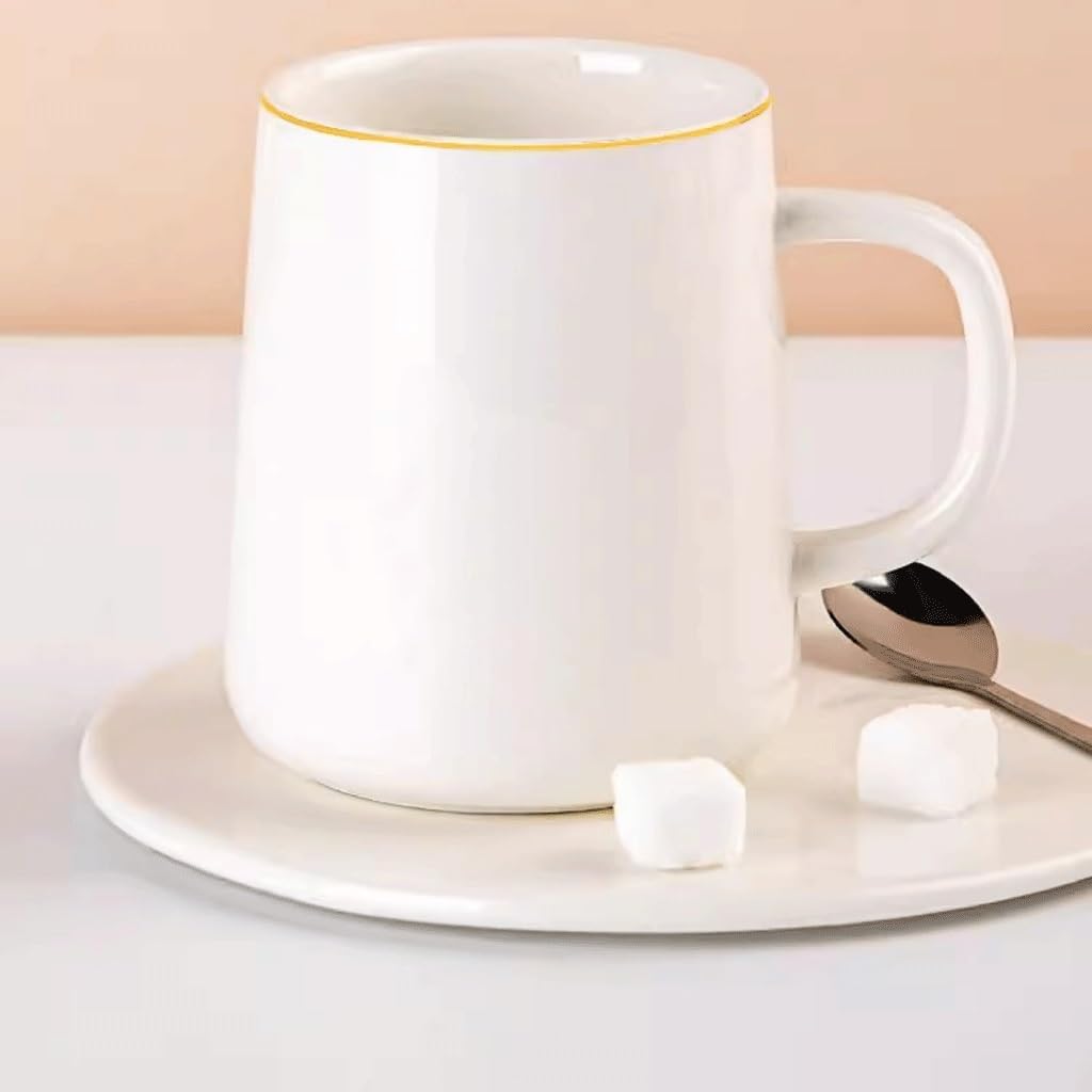 Tazza di vetro, tazza da tè, tazza da caffè in vetro, tazza in ceramica con coperchio e cucchiaio, per ragazze, casa, coppia, tazza da latte, tazza da caffè in ufficio, tazza per la colazione (A)