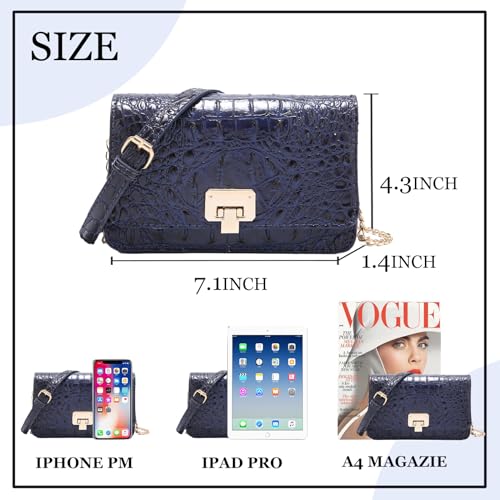 Image of Makcr Joacbv Small Crocodile Crossbody Cell Phone Purse for women Vegan Leather Clutch Wallet with Leather Shoulder Strap | Small