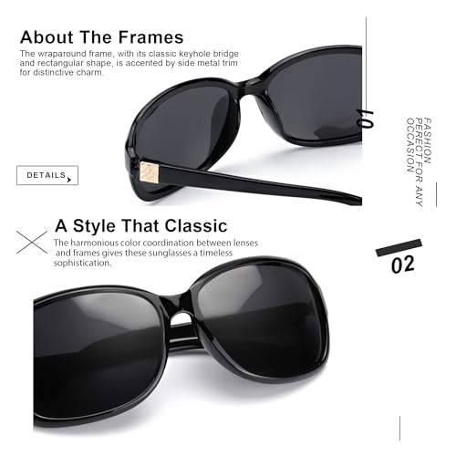 Image of SIPHEW Polarized Sunglasses for Women | UV400 Protection | Vintage Sun Glasses,Wraparound Shade,Lightweight & Comfortable,Big Sunnies eyewear,Driving,Outdoors