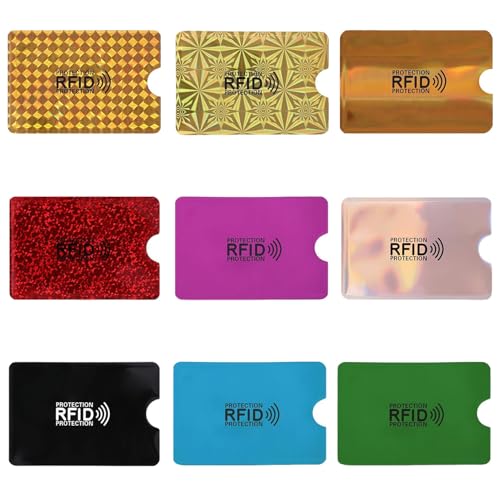 xiluuyou 9 Pcs Bloqueo RFID para Tarjetas de Crédito, Colorido Soporte para Tarjetas RFID, Protección para Tarjetas De Crédito Sin Contacto para Mujeres y Hombres