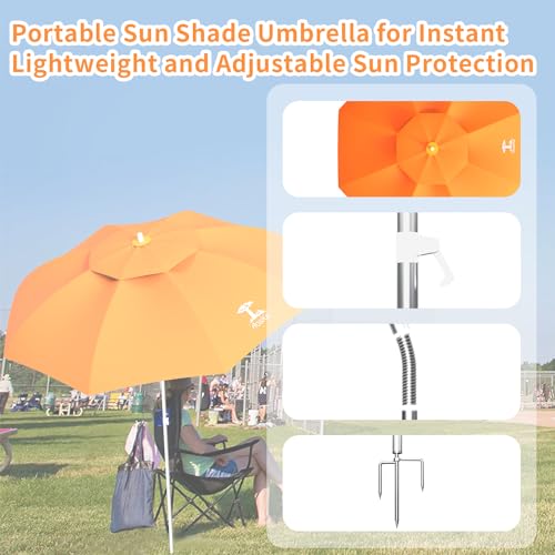 Aoske ORANGE Beach Umbrella 6.5Ft Portable thumb #2