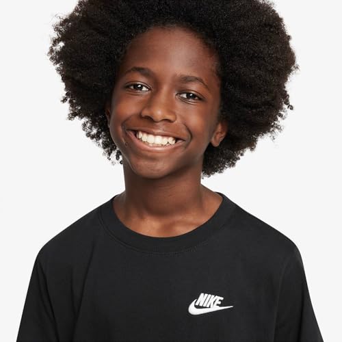 Nike Unisex Kinder K NSW Tee Emb Futura Lbr Shirt, Schwarz, 14-15 Jahre EU