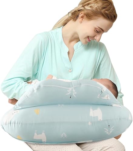 SHANNA Cojin Lactancia Bebe y Almohada Embarazada Dormir XXL Multifuncion Funda Cojin 100% Algodon Incluye Funda Extraíble y Lavable y Soporte de Correa de Cintura Ajustable (Oso Blanco)