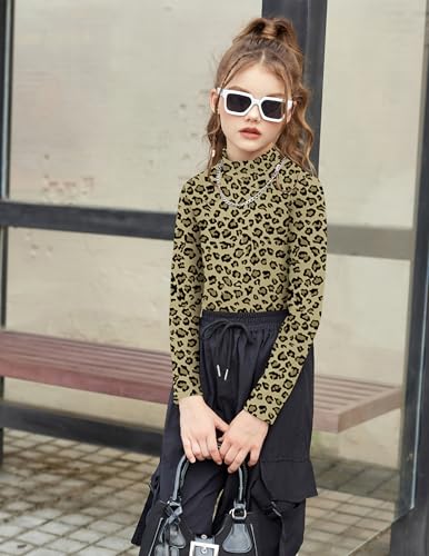 Image of Arshiner Girls Long Sleeve Mock Turtleneck Shirts Slim Fit Base Layer Top