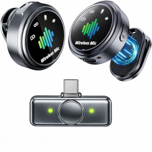 Image of Primate Dual Wireless Lavalier Microphone with Smart Noise Cancellation, Low Latency, 8H Battery, Type-C, Compatible for All Android and Type c Phone - Ideal for Vlogging,