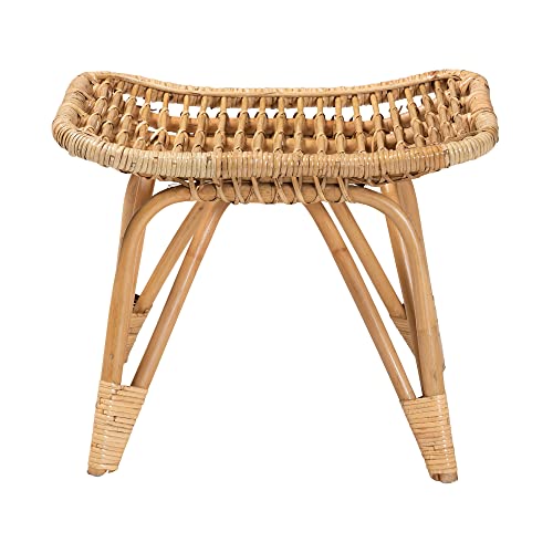Bali & pari Earvin Modern Bohemian Natural Rattan Footstool - Image 5