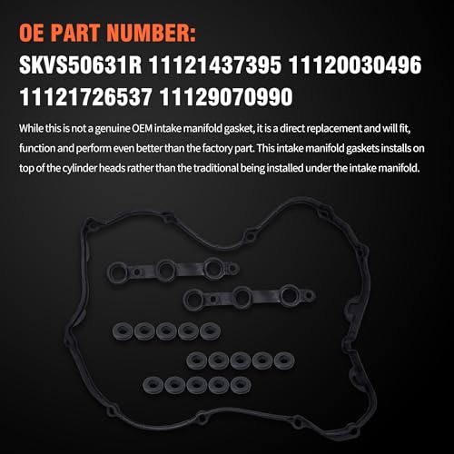 Image of HiSport Valve Cover Gasket Set - Compatible with BMW 325Ci 325i 325xi 330Ci 330i 330xi 525i 530i X3 X5 Z4 2.5L 3.0L 2002-2006 - Replace 11121437395 11120030496 11129070990