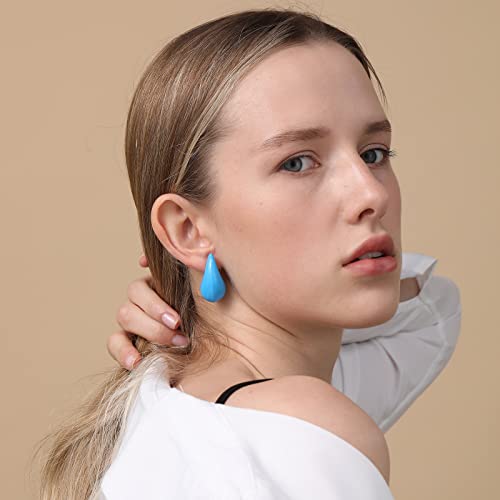 Image of Apsvo Chunky 14K Gold Plated Hoop Earrings for Women, Lightweight Waterdrop Hollow Open Hoops, Hypoallergenic Dupes Earrings