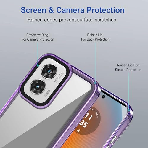 Image of amazon basics Back Case Cover for Motorola G96 5G | Compatible for Motorola G96 5G Back Cover | Case Cover with Camera Protection | (TPU + PC | Translucent Purple)