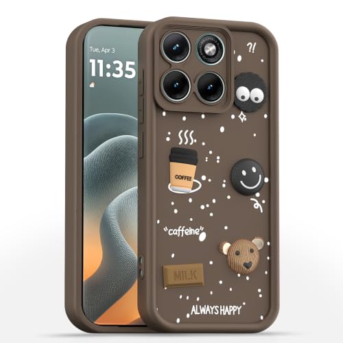 Image of Pikkme Back Cover for Motorola Moto Edge 70 Fusion 5G | 3D Bear Silicone Cute & Fun Coffee Cartoon | Full Body Protection Bumper Case (Brown)