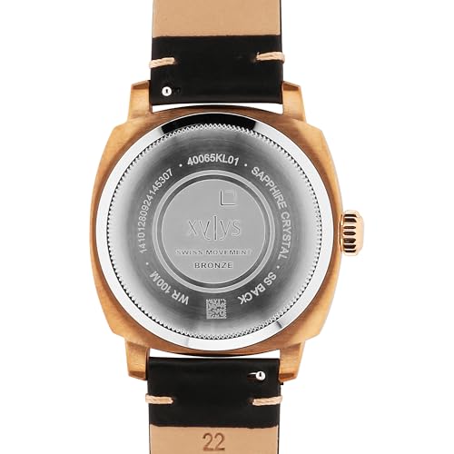 Image of Xylys Patina Quartz Analog Black Dial Black Leather Strap Watch for Men